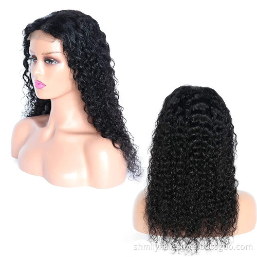 Cheap Hair Water Wave Virgin Cuticle Aligned 4*4 Closure Lace Front Wig Remy Brazilian Human Hair 4*4 Lace Wigs Water Wave